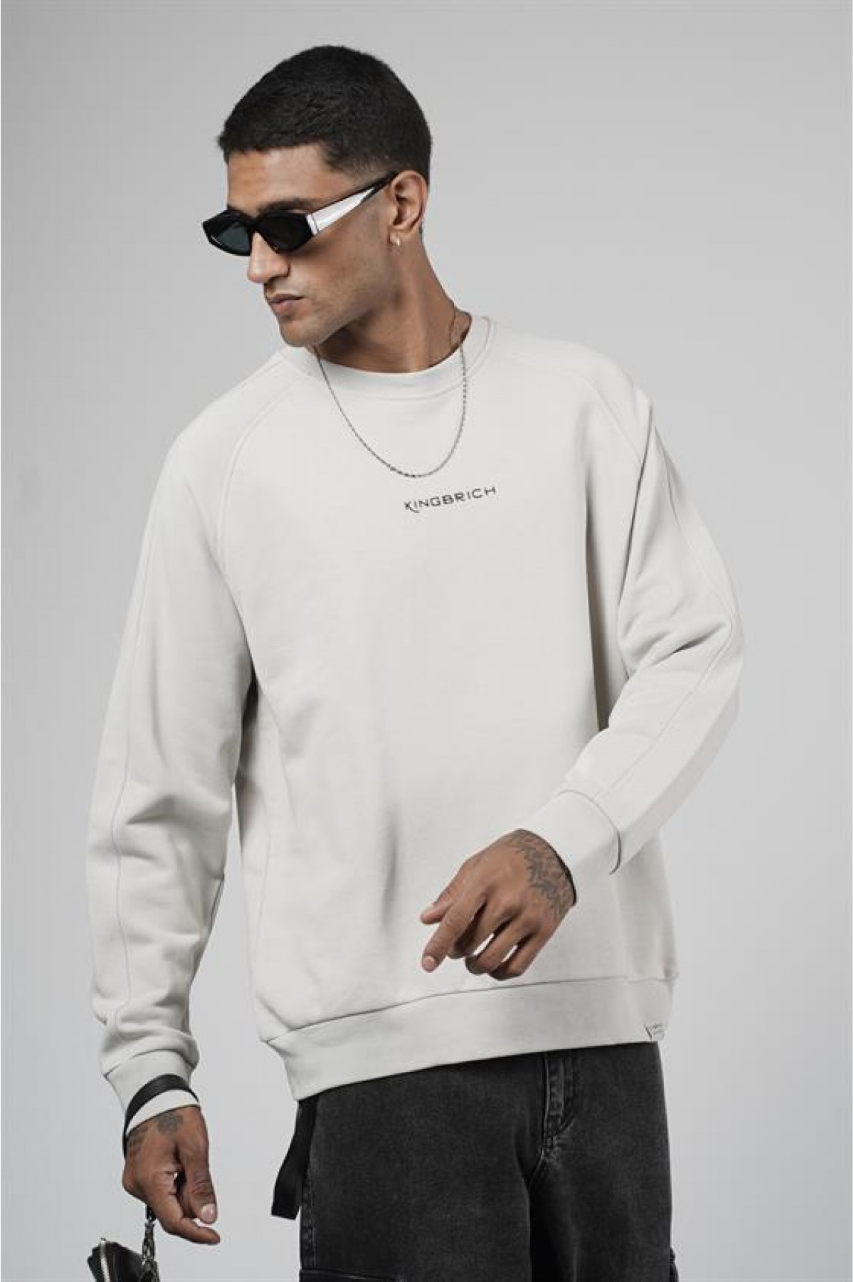 Kingbrich Baskılı Reglan Kol Oversize Kesim Sweatshirt S