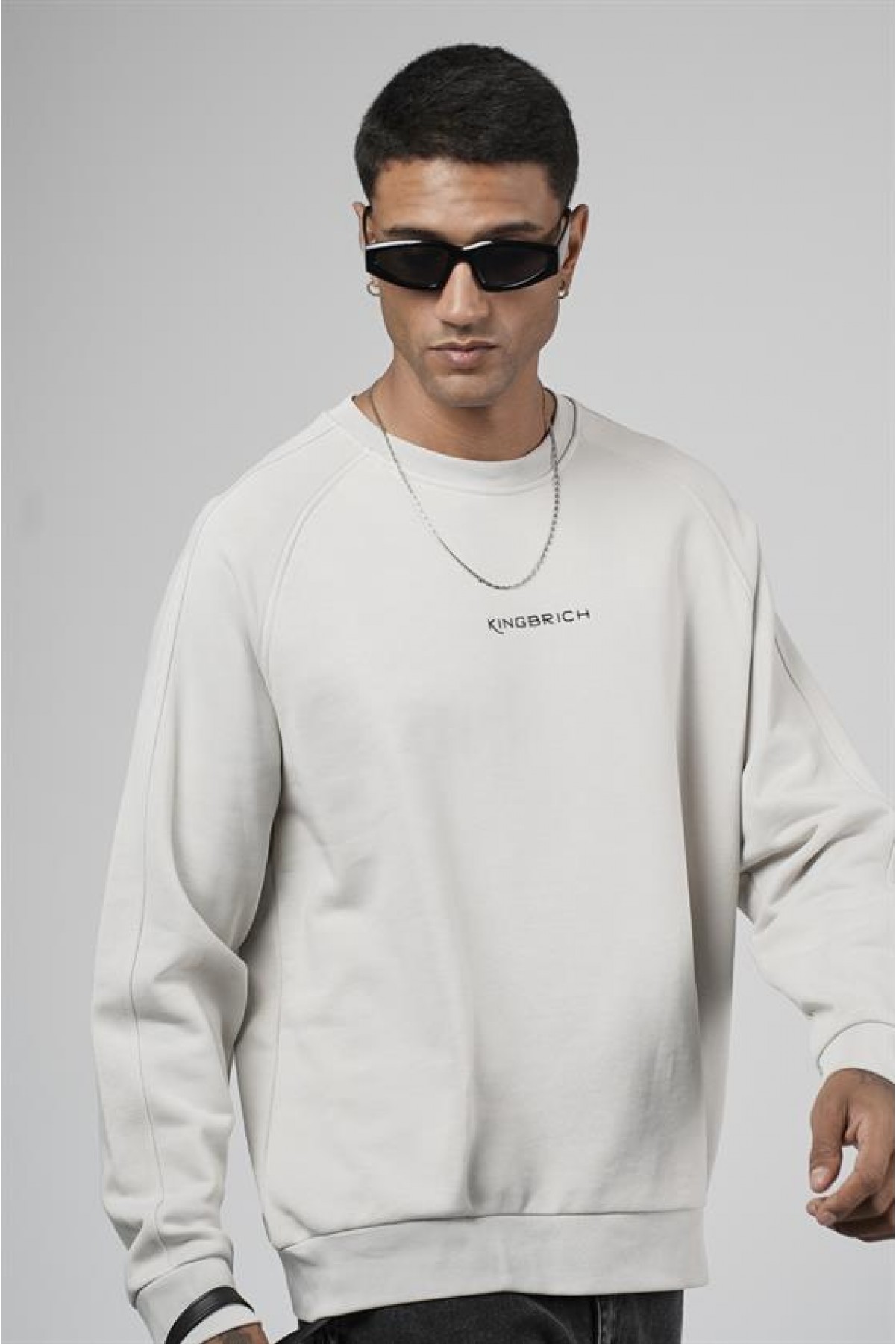 Kingbrich Baskılı Reglan Kol Oversize Kesim Sweatshirt S