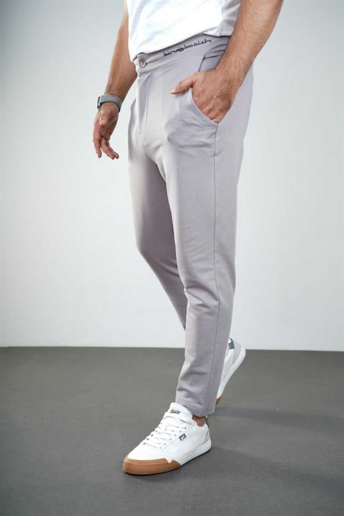 Kingbrich Beli Lastikli Baskılı Cepli Slim Fit Kalıp Erkek Alt Eşofman S