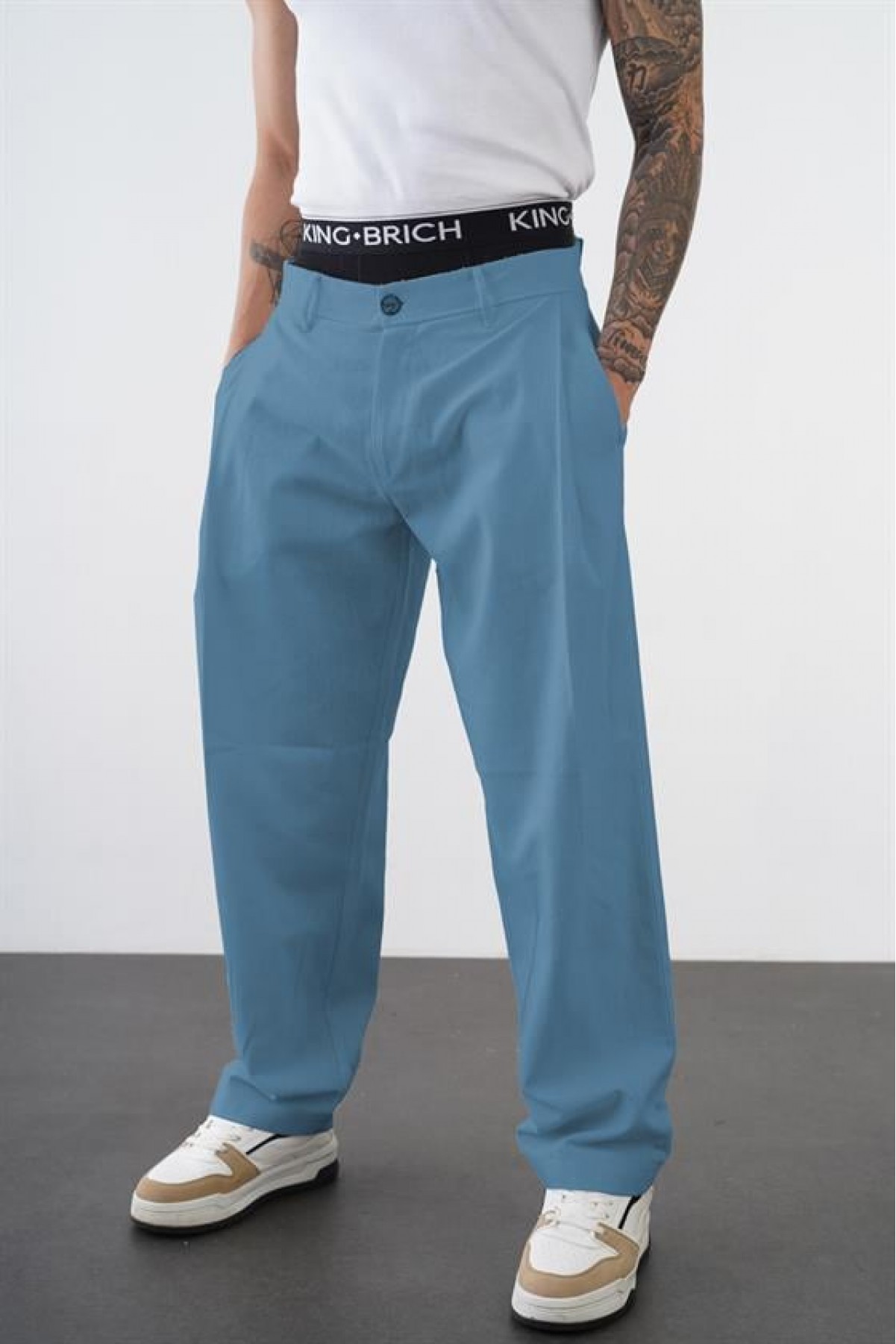 Kingbrich Beli Lastikli Rahat Kesim Keten Erkek Pantolon S