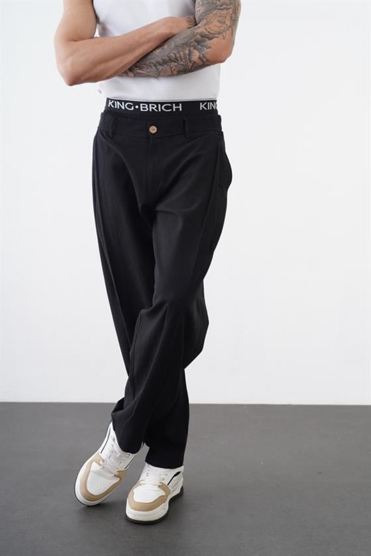 Kingbrich Beli Lastikli Rahat Kesim Keten Erkek Pantolon S