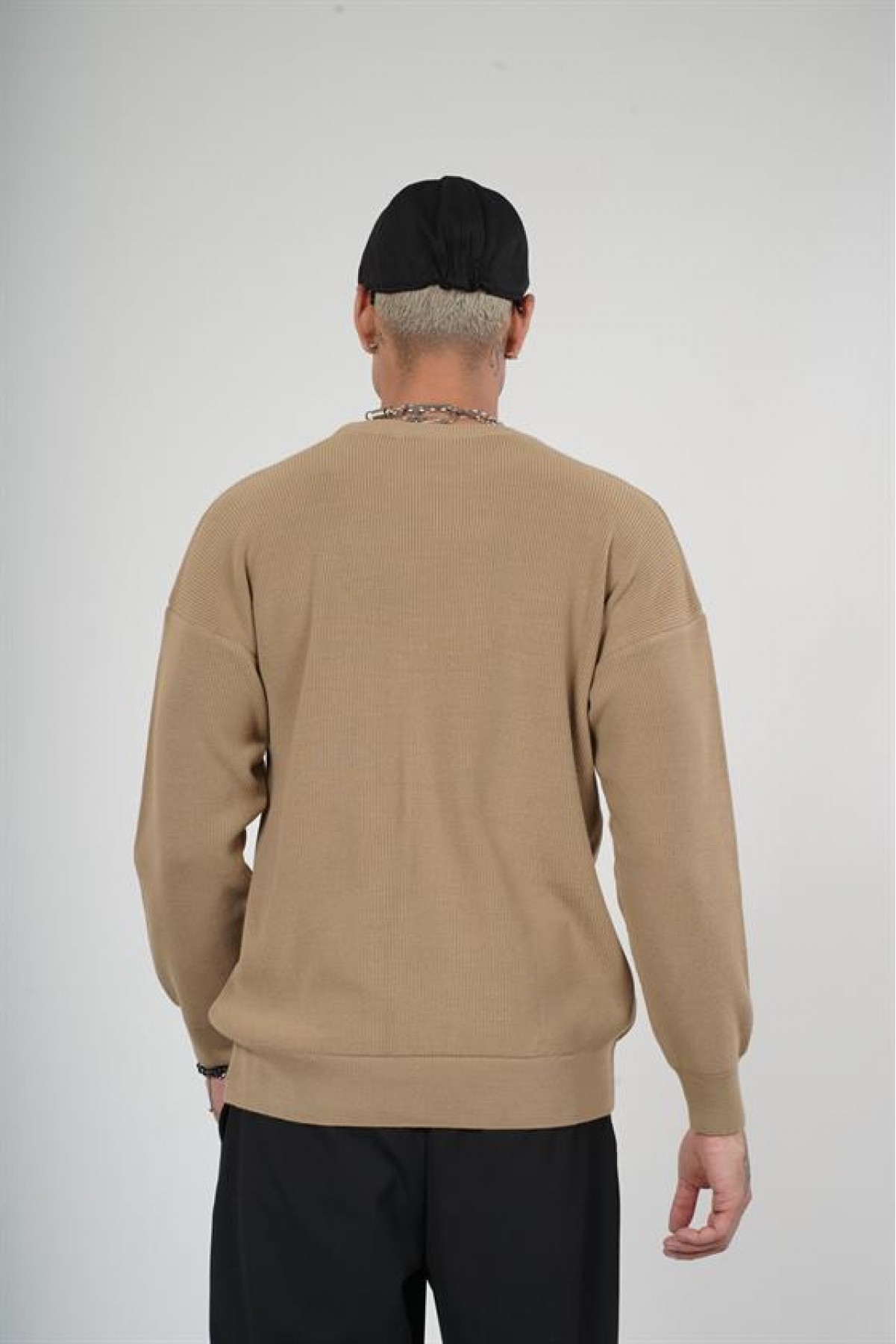 Kingbrich Bisiklet Yaka Oversize Kalıp Erkek Kazak S