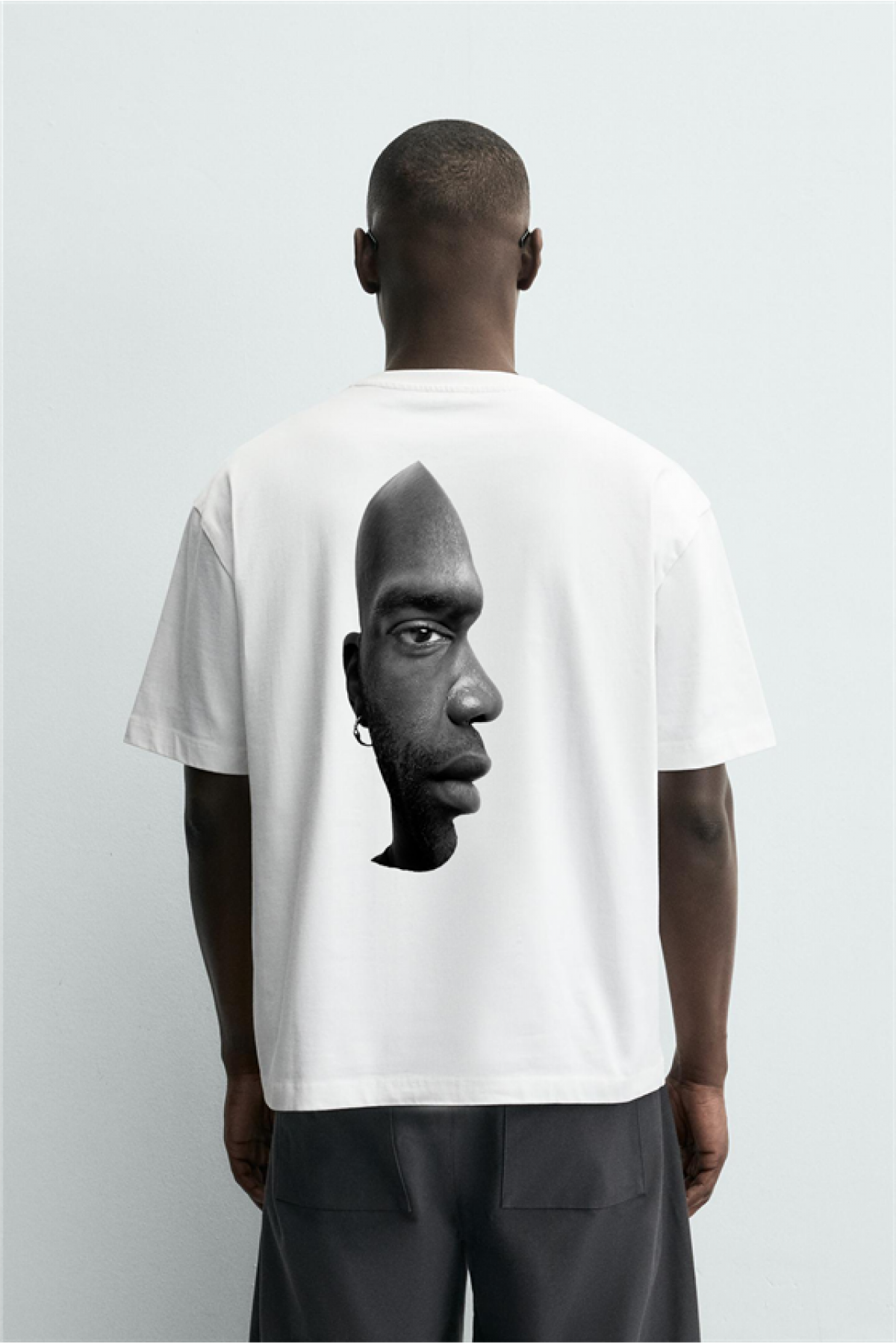 Kingbrich Deceptive Face Baskılı Oversize Baskılı Erkek Tişört S