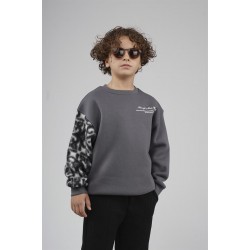 Kingbrich Kids Bisiklet Yaka Kolu Garnili Baskılı Çocuk Sweatshirt 7/8 YAŞ