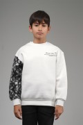 Kingbrich Kids Bisiklet Yaka Kolu Garnili Baskılı Çocuk Sweatshirt 7/8 YAŞ