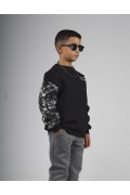 Kingbrich Kids Bisiklet Yaka Kolu Garnili Baskılı Çocuk Sweatshirt 7/8 YAŞ