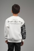 Kingbrich Kids Bisiklet Yaka Kolu Garnili Baskılı Çocuk Sweatshirt 7/8 YAŞ