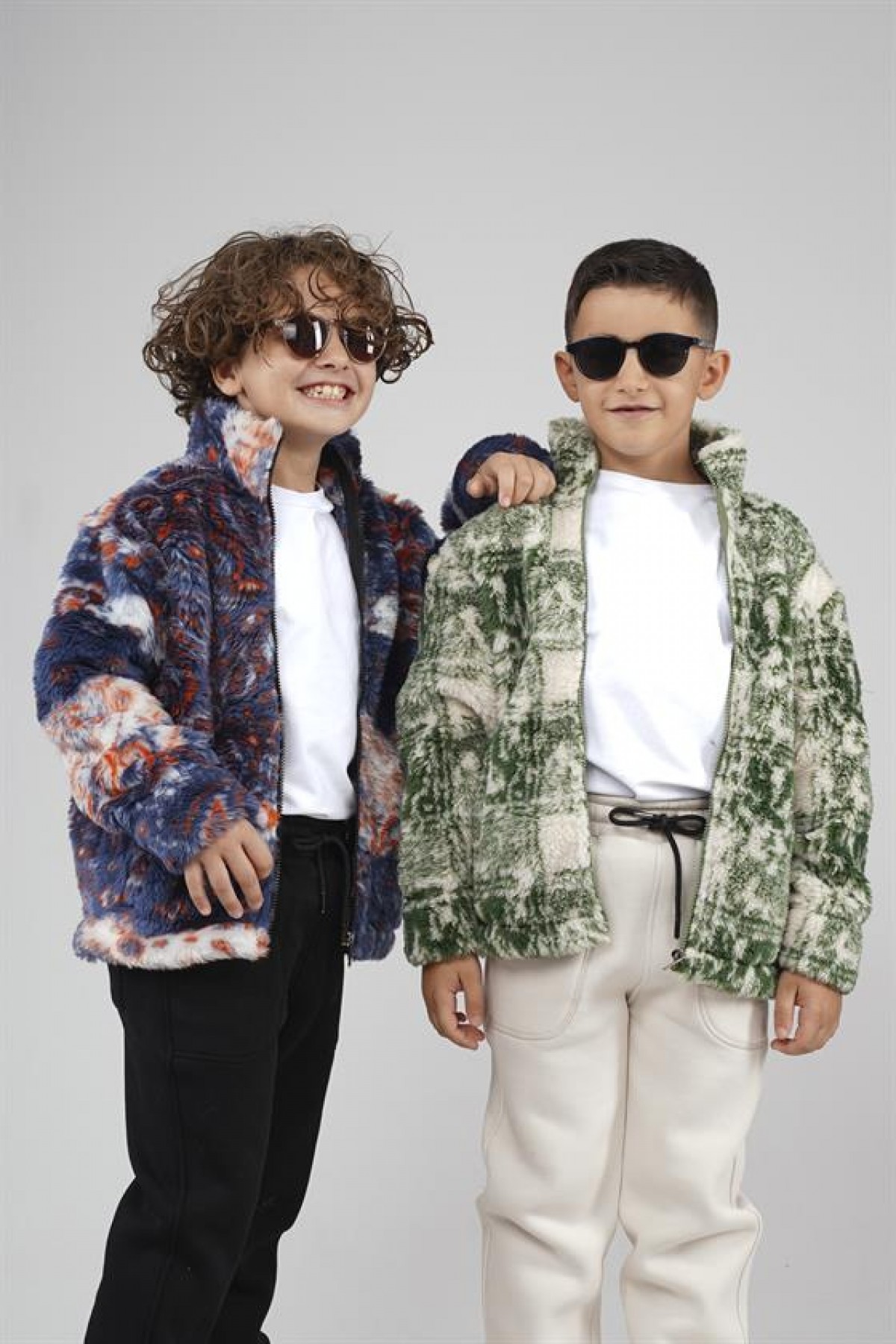 Kingbrich Kids Dik Yaka Fermuarlı Desenli Çocuk Polar 7/8 YAŞ