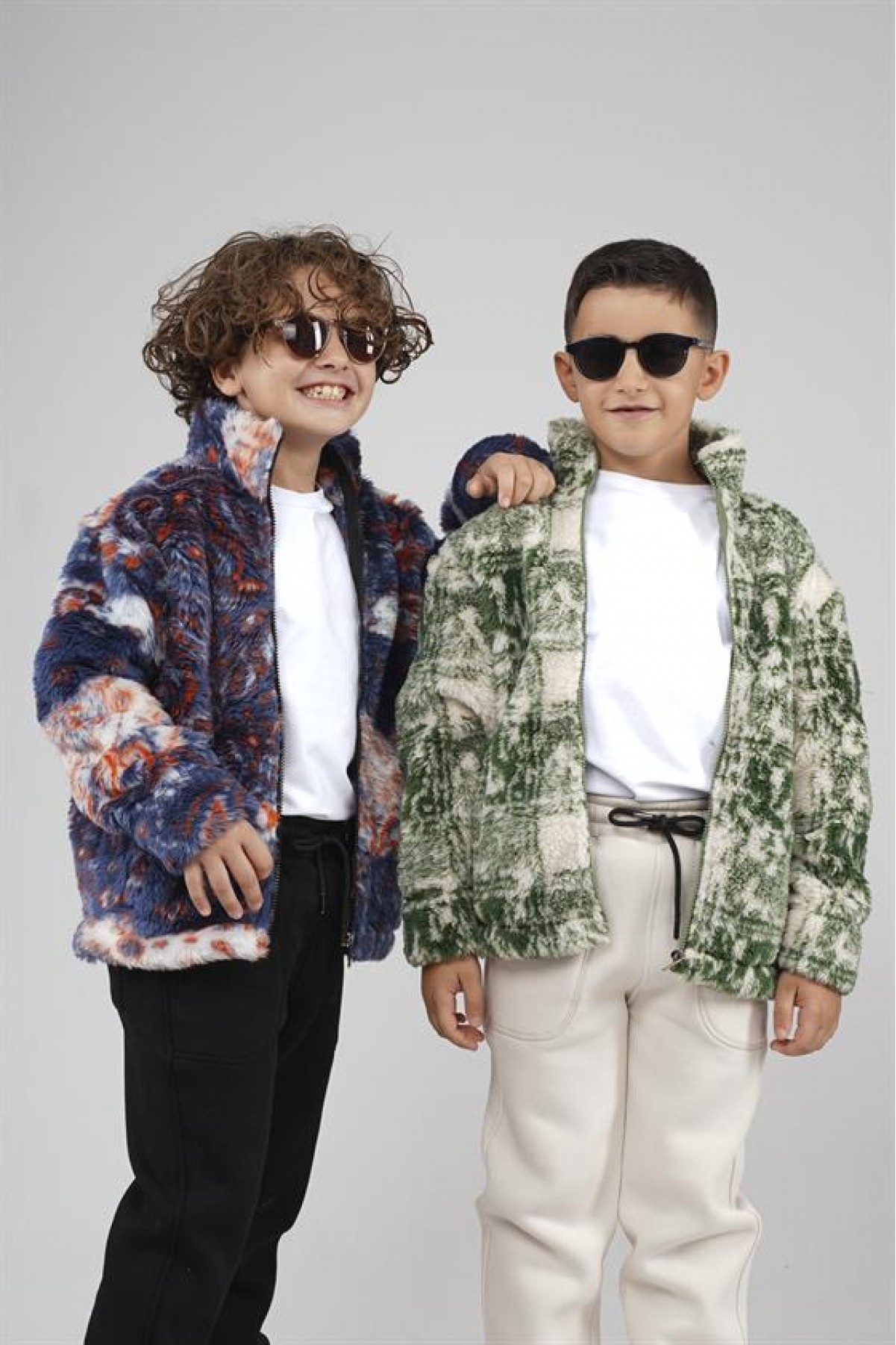 Kingbrich Kids Dik Yaka Fermuarlı Desenli Çocuk Polar 7/8 YAŞ
