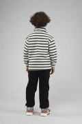 Kingbrich Kids Oversize Kalıp Çizgili Yakası Fermuarlı Sweatshirt 7/8 YAŞ