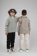 Kingbrich Kids Oversize Kalıp Çizgili Yakası Fermuarlı Sweatshirt 7/8 YAŞ