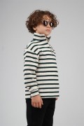 Kingbrich Kids Oversize Kalıp Çizgili Yakası Fermuarlı Sweatshirt 7/8 YAŞ