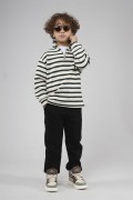 Kingbrich Kids Oversize Kalıp Çizgili Yakası Fermuarlı Sweatshirt 7/8 YAŞ