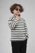 Kingbrich Kids Oversize Kalıp Çizgili Yakası Fermuarlı Sweatshirt 7/8 YAŞ
