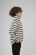 Kingbrich Kids Oversize Kalıp Çizgili Yakası Fermuarlı Sweatshirt 7/8 YAŞ