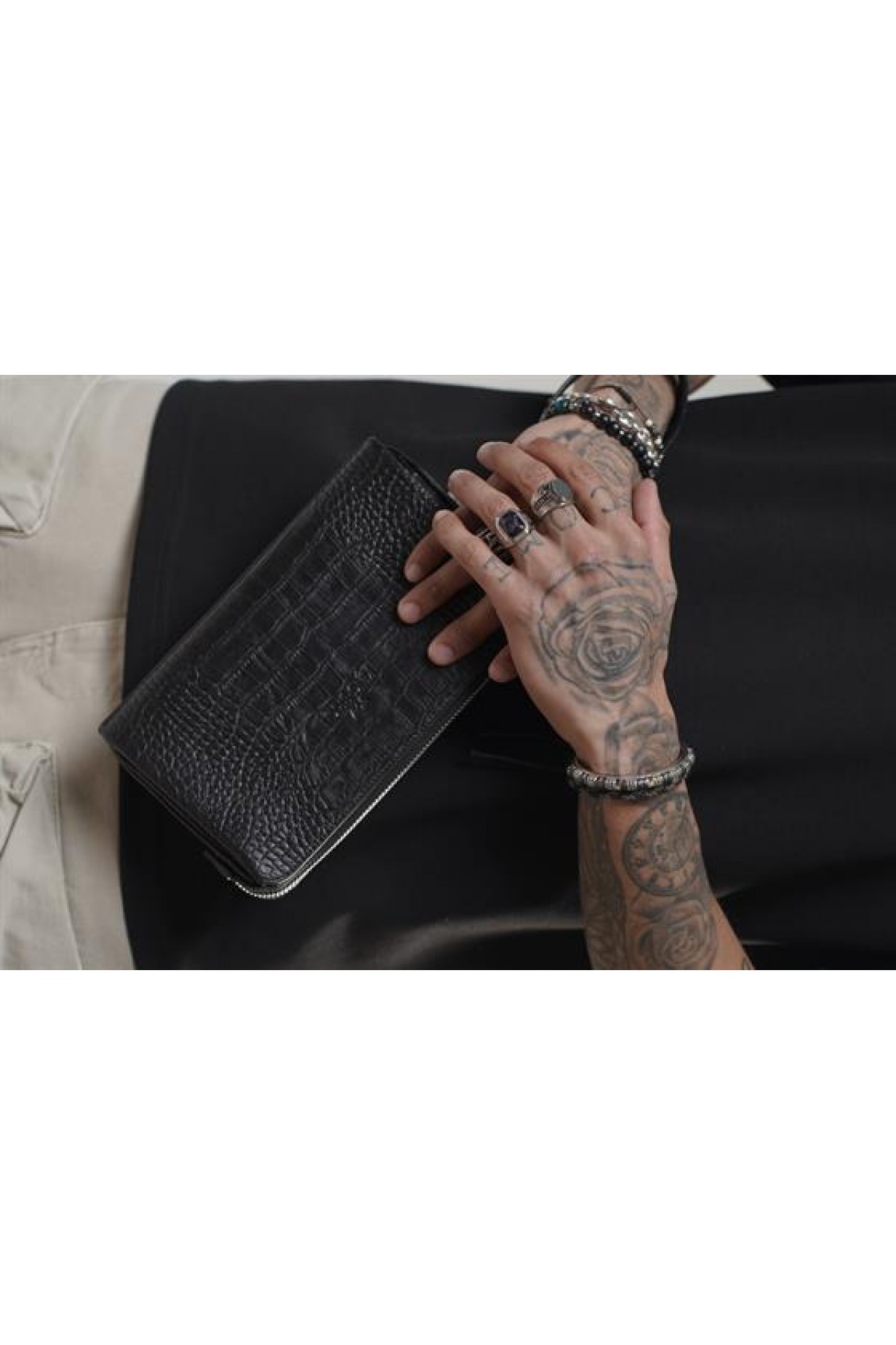 Kingbrich Logolu Hakiki Deri Kaplamalı Unisex El Çantası Tek Ebat