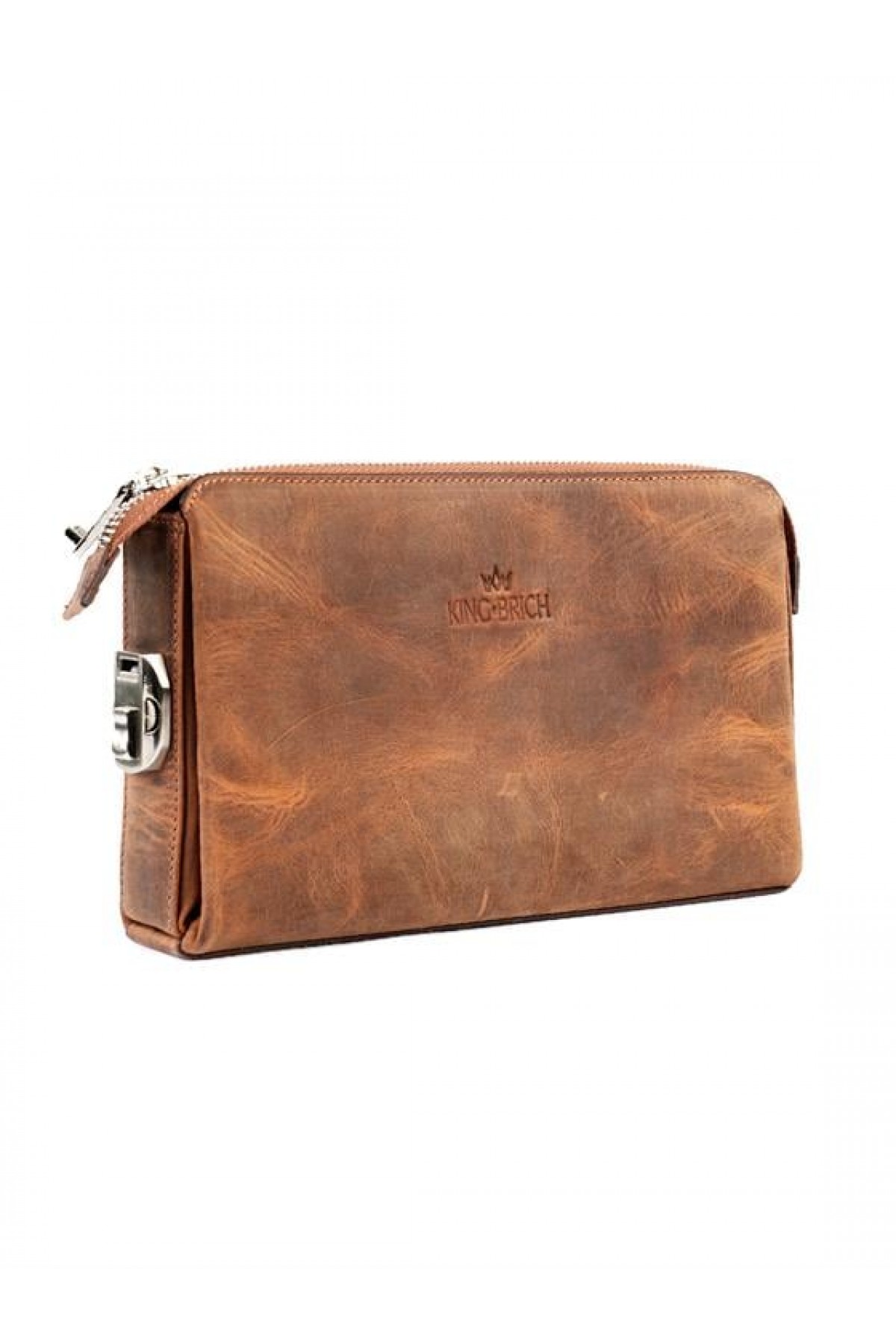 Kingbrich Logolu Hakiki Deri Kaplamalı Unisex El Çantası Tek Ebat
