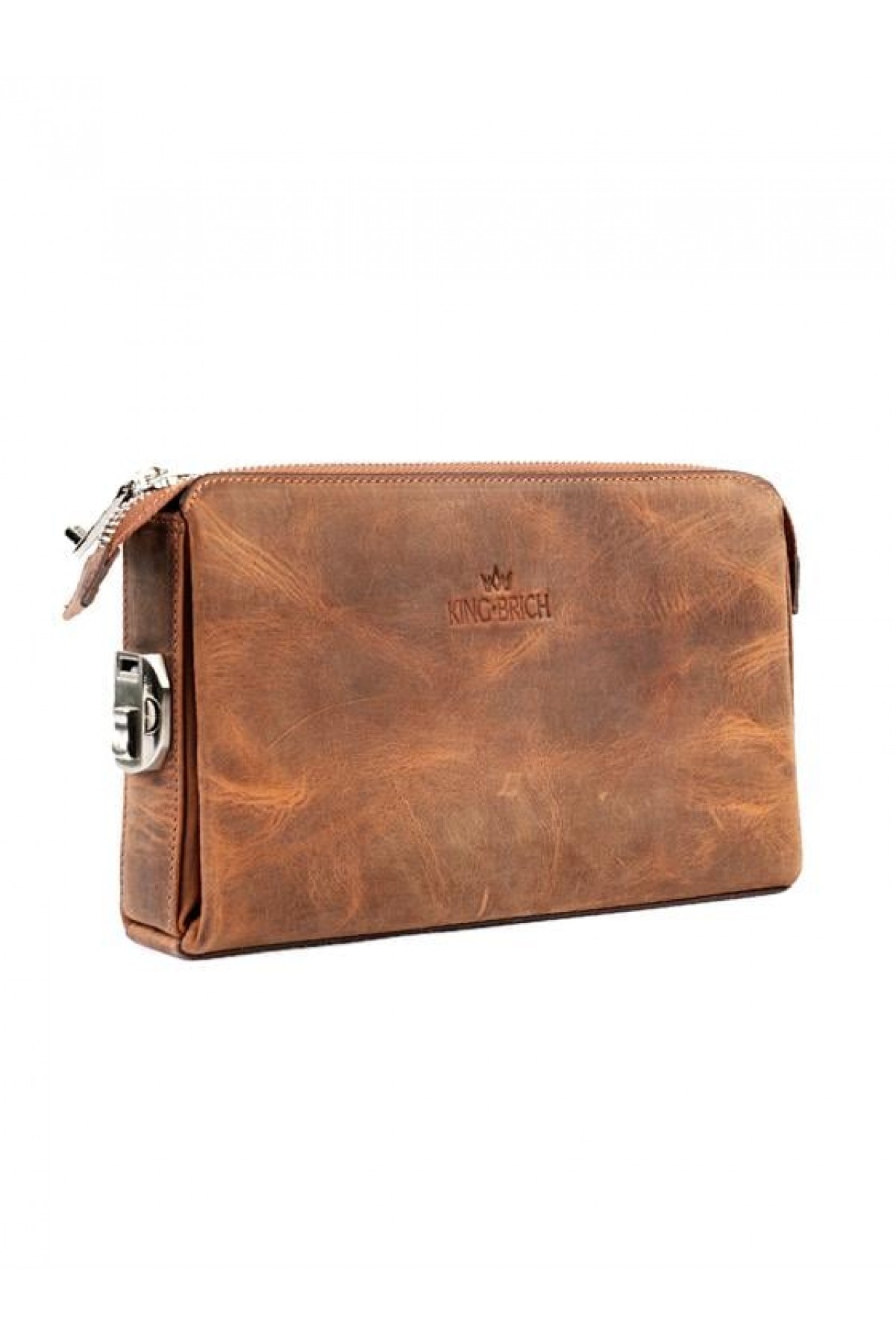Kingbrich Logolu Hakiki Deri Kaplamalı Unisex El Çantası Tek Ebat