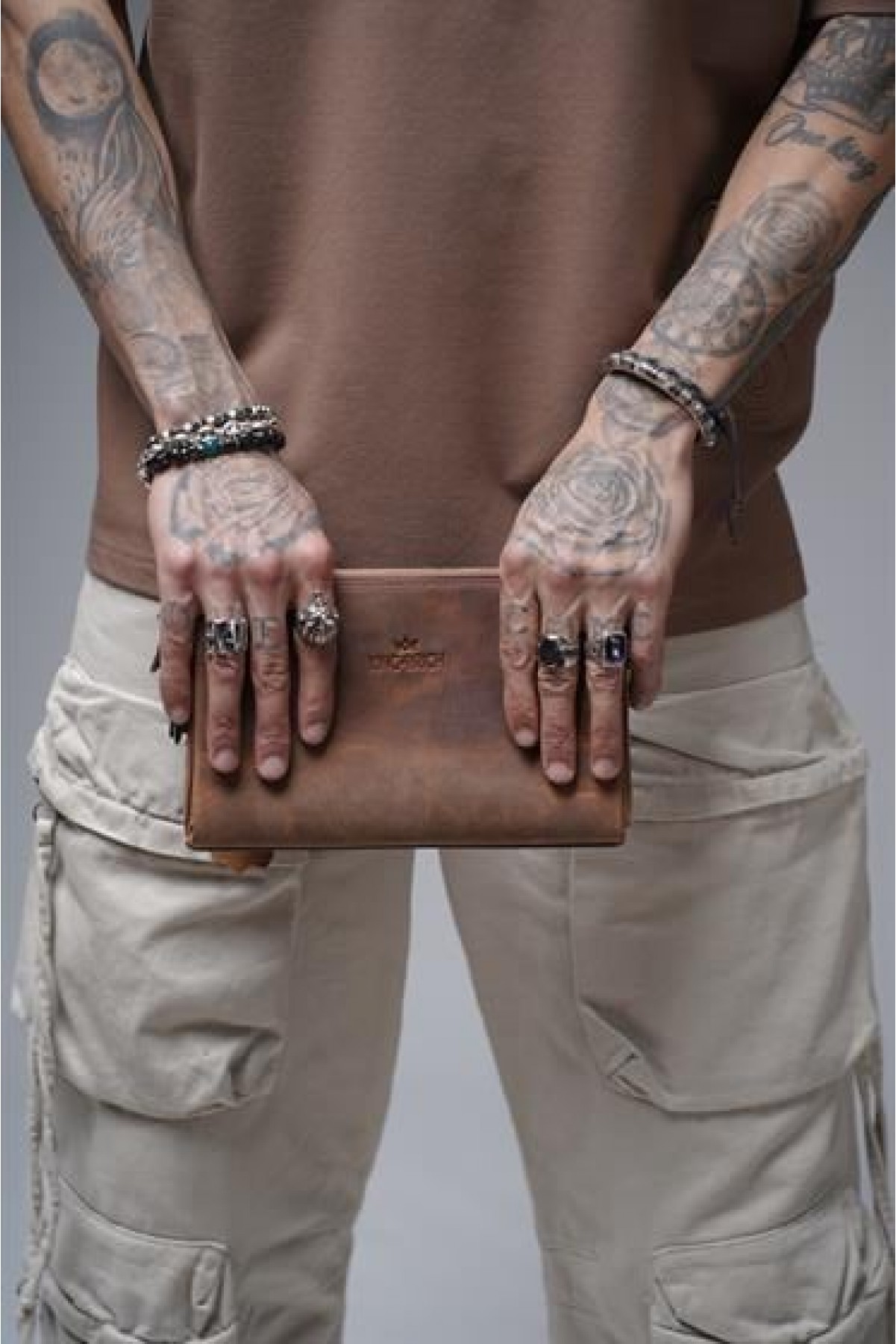 Kingbrich Logolu Hakiki Deri Kaplamalı Unisex El Çantası Tek Ebat