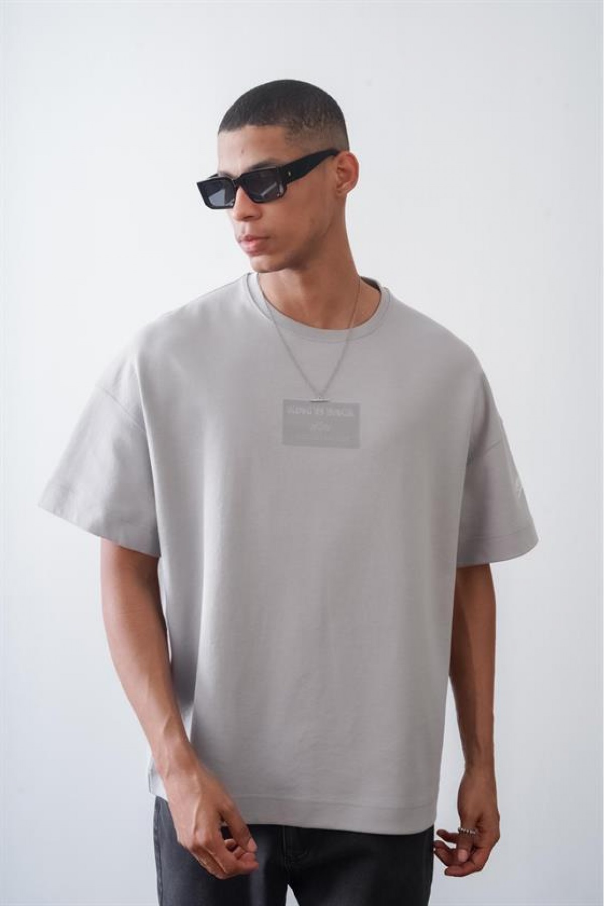 Kingbrich Önü Enjeksiyon Baskılı Double Face Oversize Kalıp Unısex Tişört S