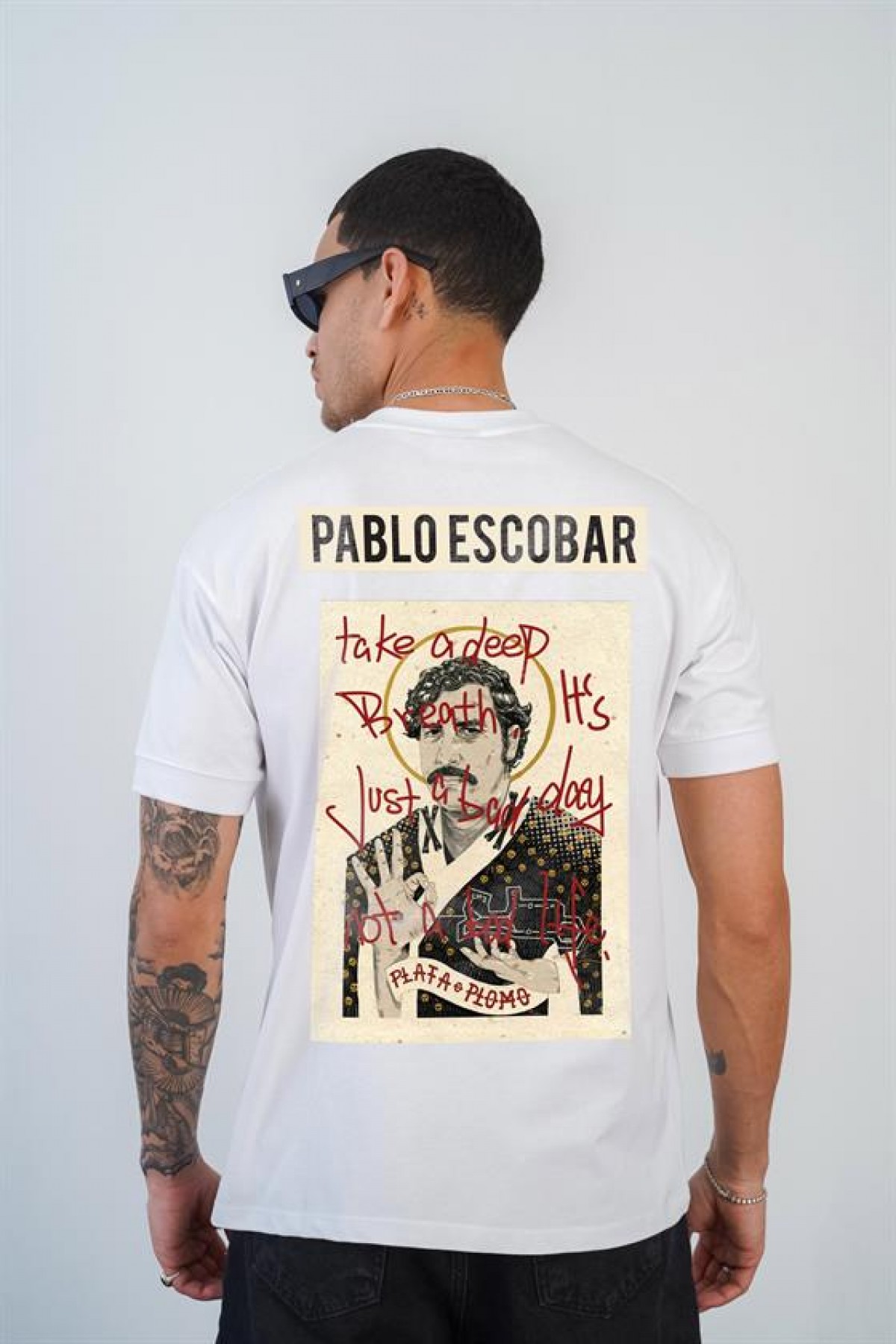Kingbrich Pablo Escobar Baskılı Slim Fit Kalıp Erkek Tshirt S