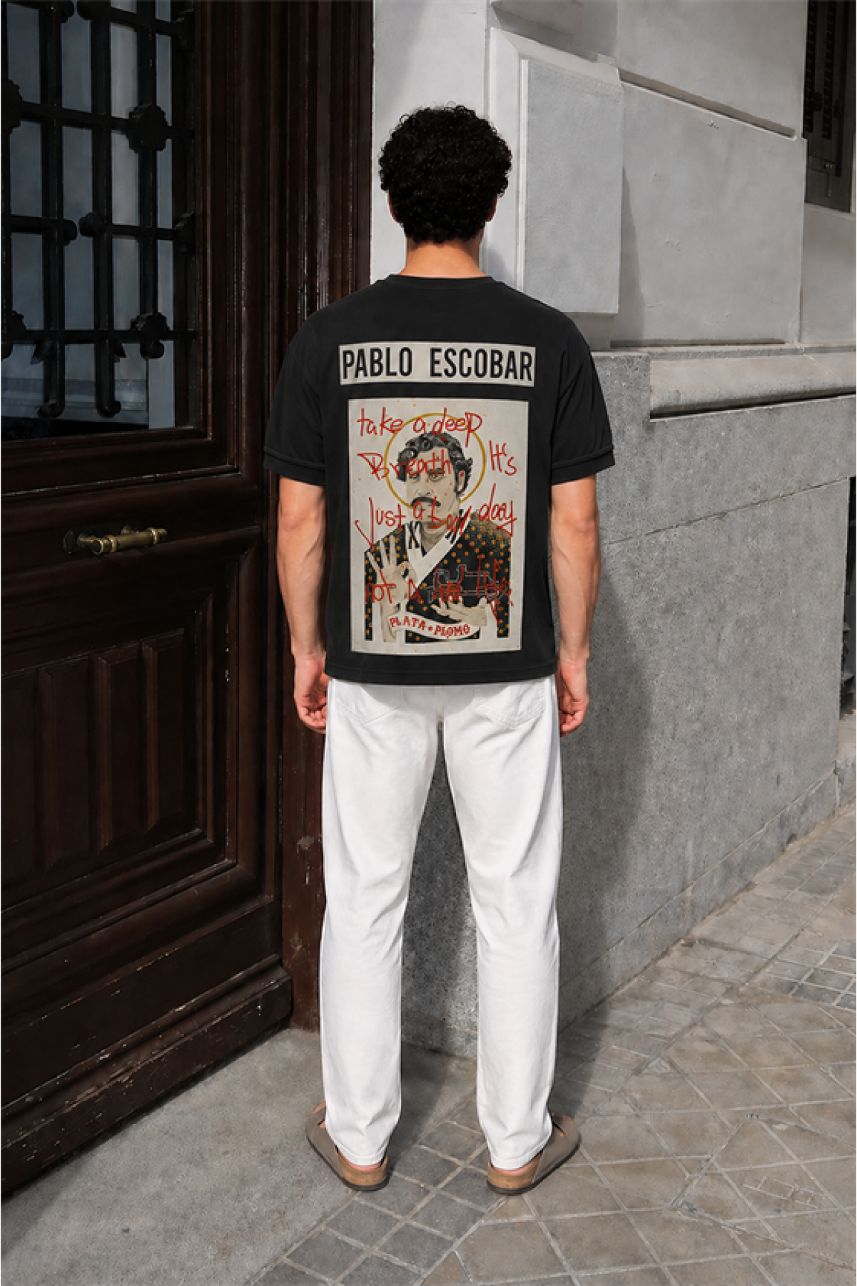 Kingbrich Pablo Escobar Baskılı Slim Fit Kalıp Erkek Tshirt S
