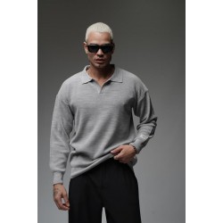 Kingbrich Polo Yaka Oversize Kalıp Erkek Triko Kazak S