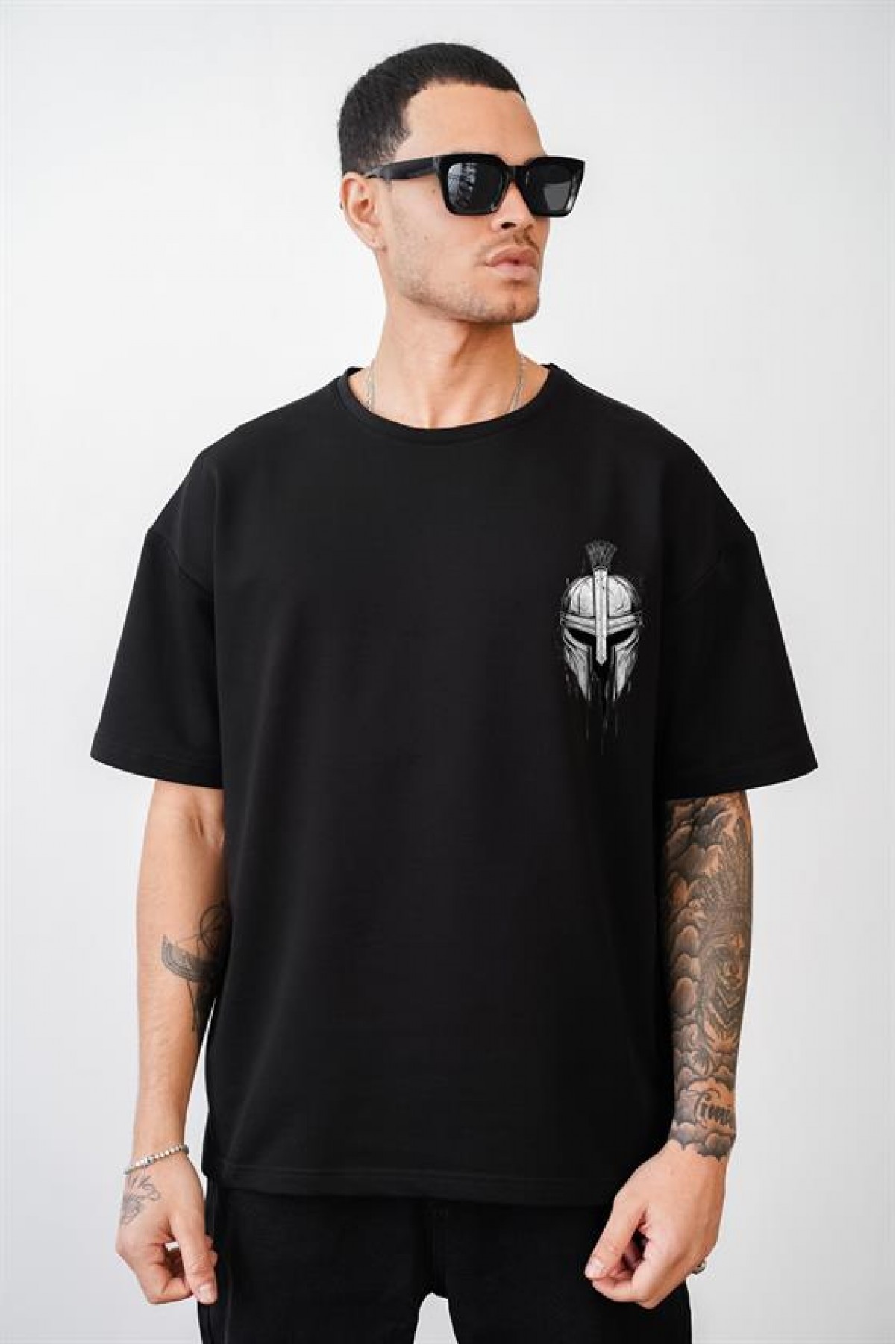 Kuru Kafa Baskılı Unisex Oversize Kalıp Tişört S