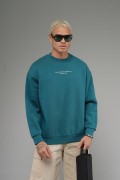 Nakış Detaylı Logolu Bisiklet Yaka Oversize Kalıp Sweatshirt S