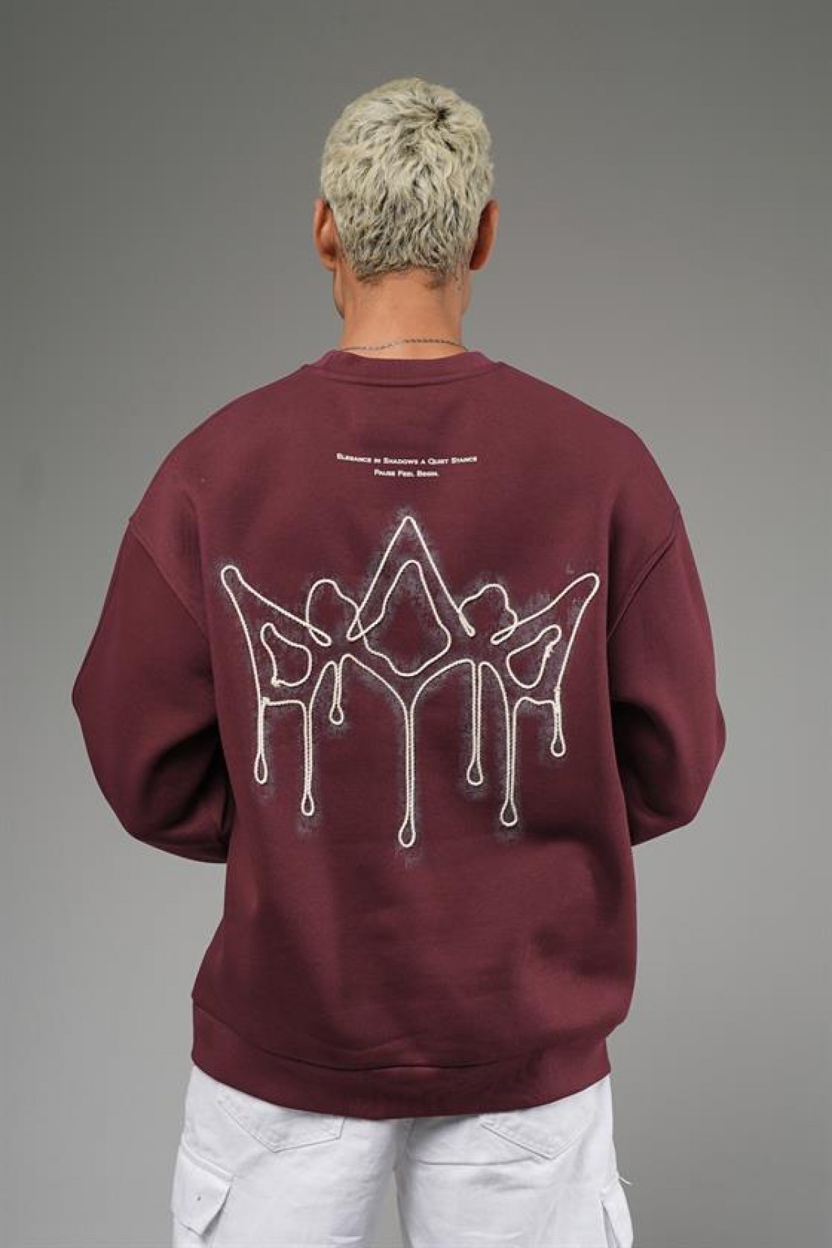 Nakış Detaylı Logolu Bisiklet Yaka Oversize Kalıp Sweatshirt S