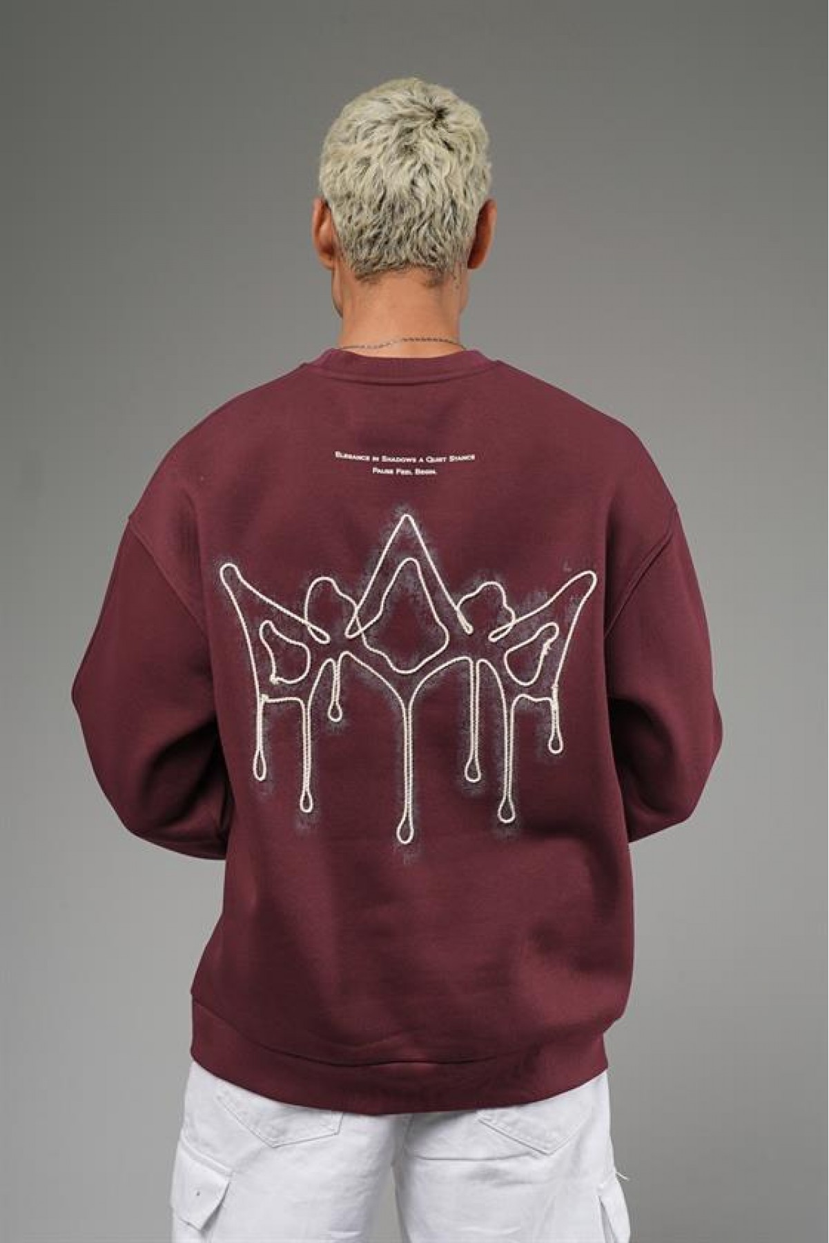 Nakış Detaylı Logolu Bisiklet Yaka Oversize Kalıp Sweatshirt S