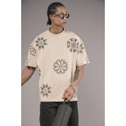 Nakış Detaylı Oversize Kalıp Unisex Tişört S