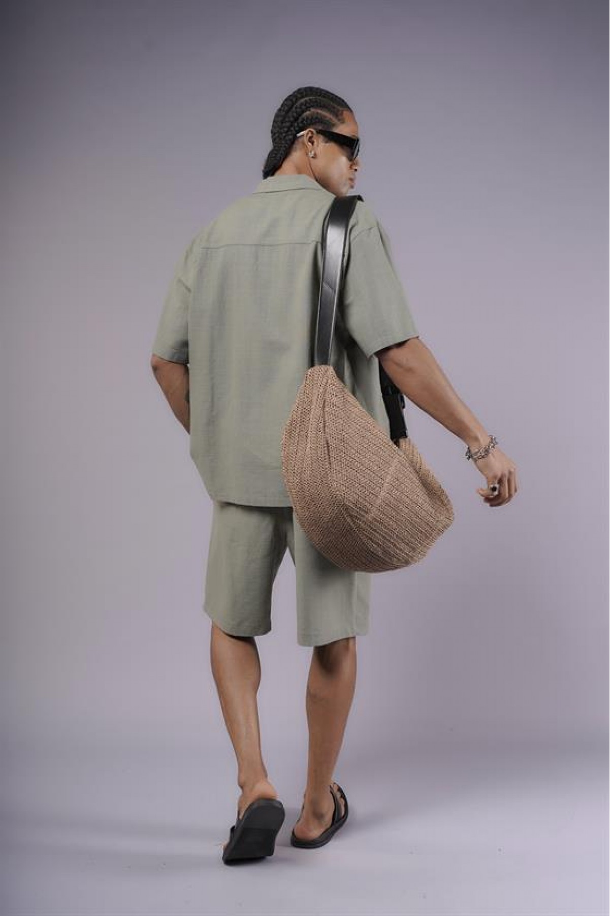 Nakış Detaylı Pamuk Keten Şort Takım S