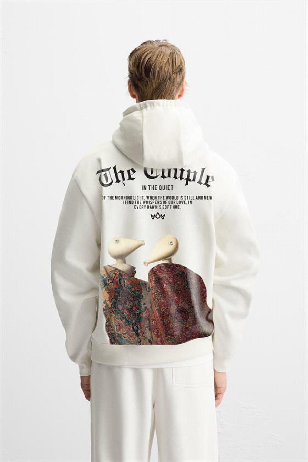 Önü Ve Arkası DTF Baskılı Kanguru Cepli Oversize Kalıp Unisex Hoodie S