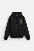 Önü Ve Arkası DTF Baskılı Kanguru Cepli Oversize Kalıp Unisex Hoodie S