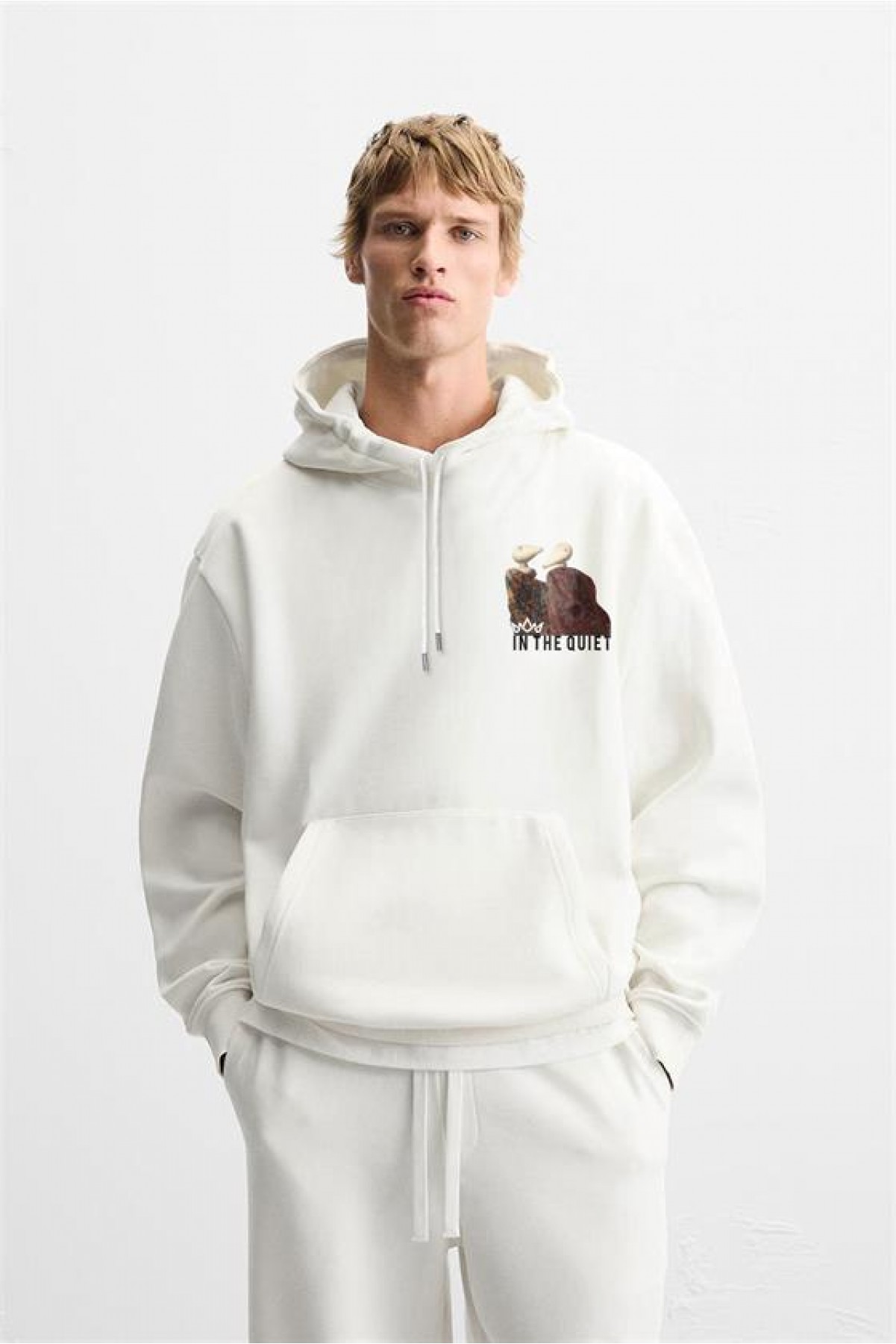 Önü Ve Arkası DTF Baskılı Kanguru Cepli Oversize Kalıp Unisex Hoodie S