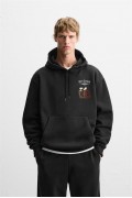 Önü Ve Arkası DTF Baskılı Kanguru Cepli Oversize Kalıp Unisex Hoodie S