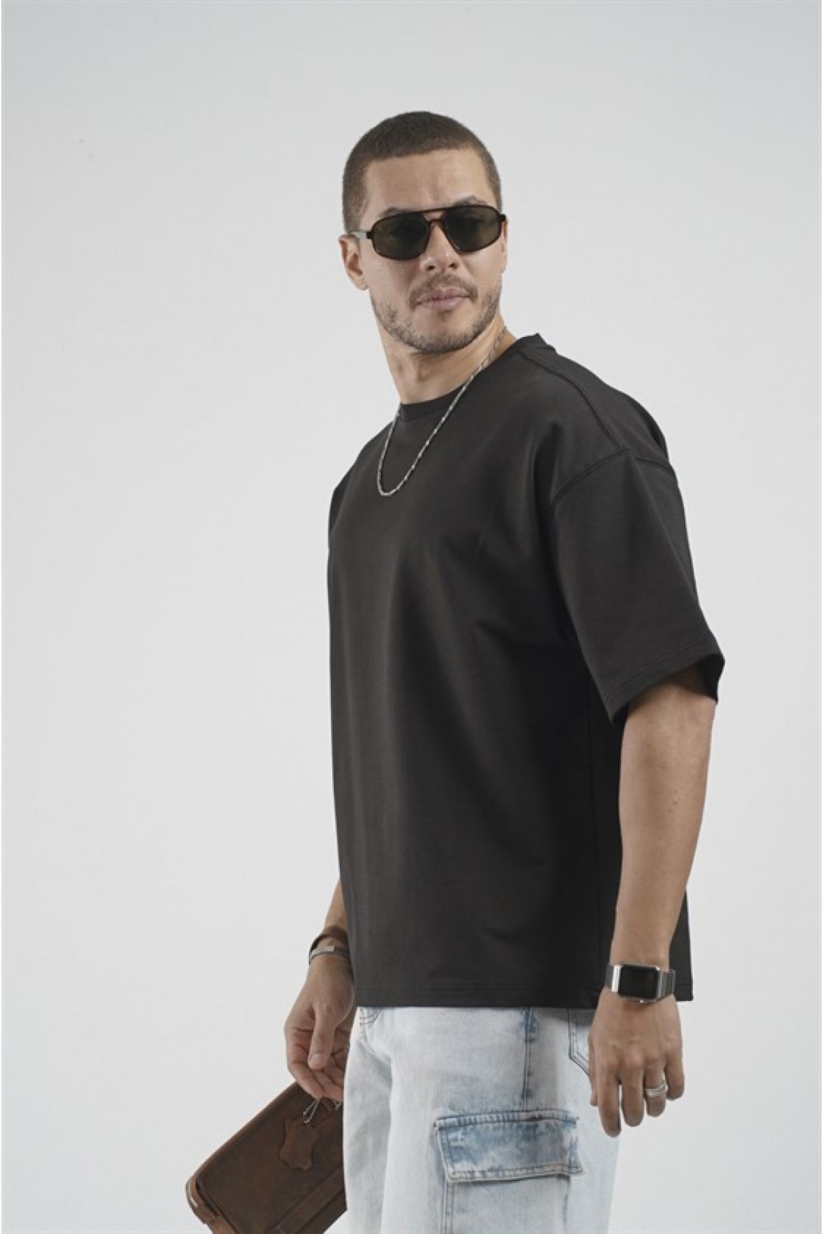 Oversize Kalıp Basic %100 Pamuklu Erkek Tişört S
