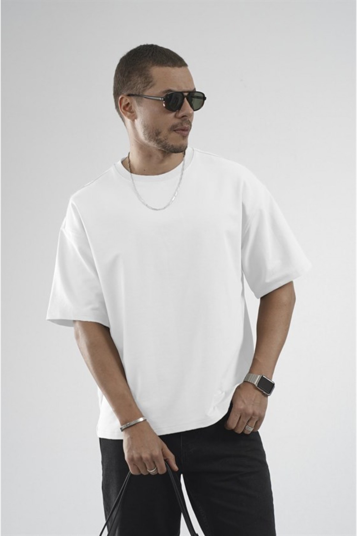 Oversize Kalıp Basic %100 Pamuklu Erkek Tişört S