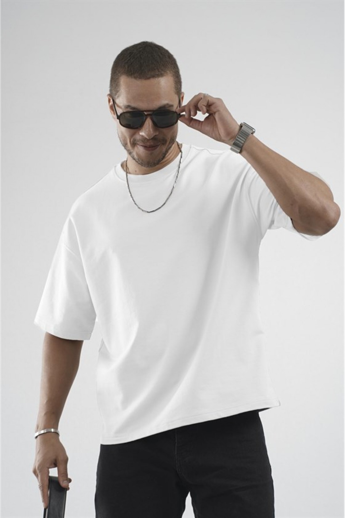 Oversize Kalıp Basic %100 Pamuklu Erkek Tişört S