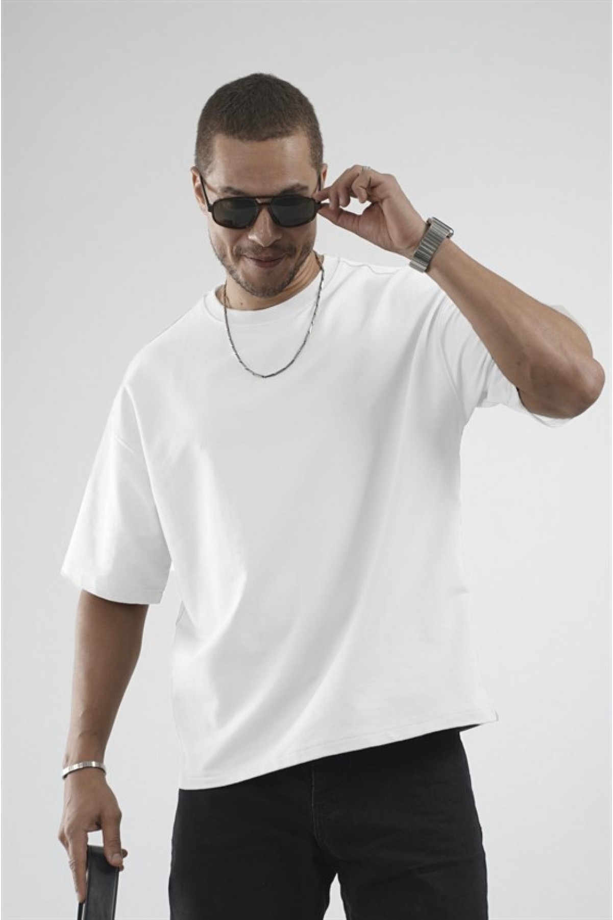 Oversize Kalıp Basic %100 Pamuklu Erkek Tişört S