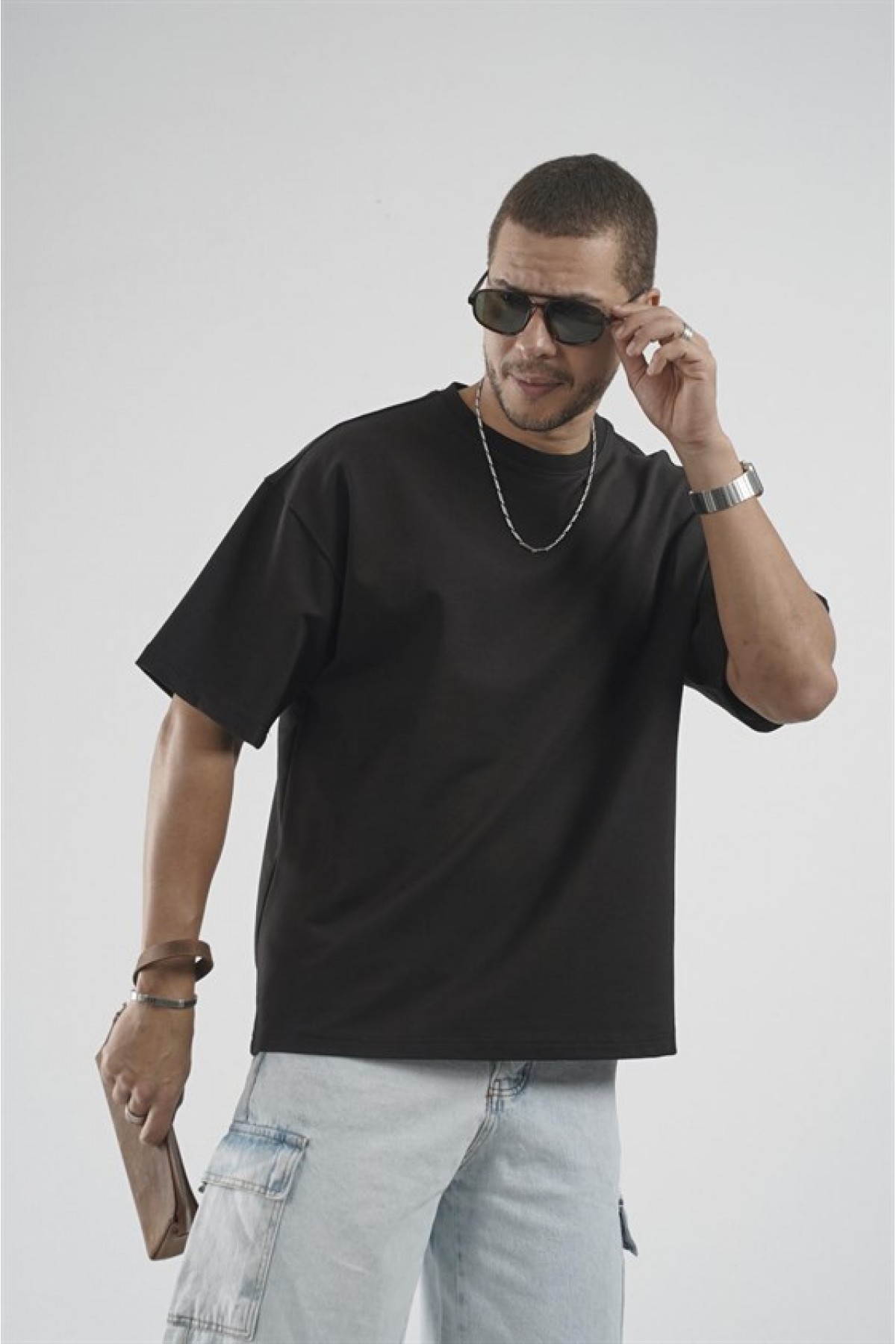 Oversize Kalıp Basic %100 Pamuklu Erkek Tişört S