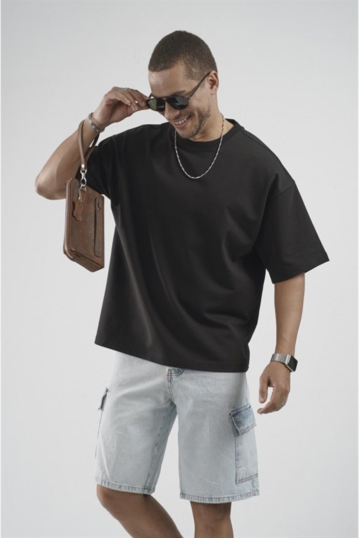 Oversize Kalıp Basic %100 Pamuklu Erkek Tişört S