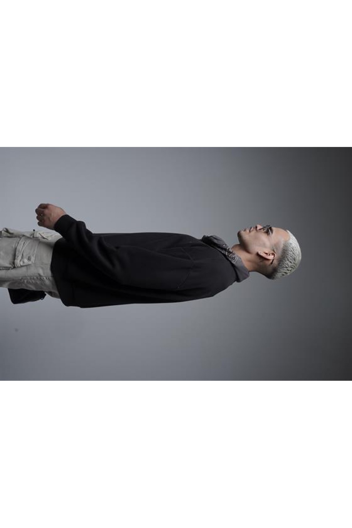 Oversize Kalıp Baskılı Yaka Kol Ribanalı Sweat S