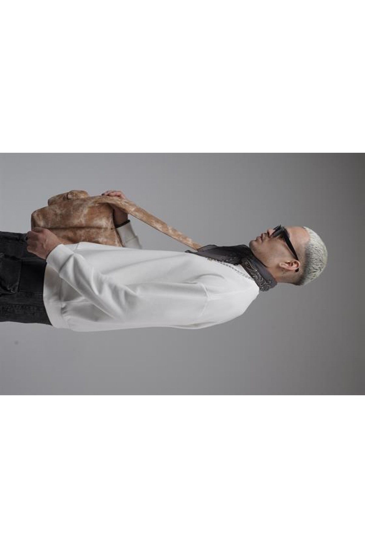 Oversize Kalıp Baskılı Yaka Kol Ribanalı Sweat S