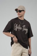 Oversize Kalıp Effective Things Yazılı Basic Tişört S