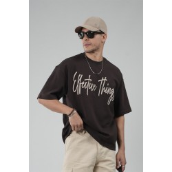Oversize Kalıp Effective Things Yazılı Basic Tişört S