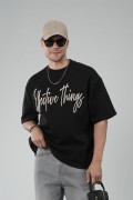 Oversize Kalıp Effective Things Yazılı Basic Tişört S