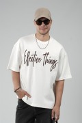 Oversize Kalıp Effective Things Yazılı Basic Tişört S