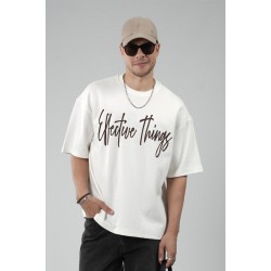 Oversize Kalıp Effective Things Yazılı Basic Tişört S